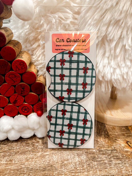 Christmas Bow Car Coasters