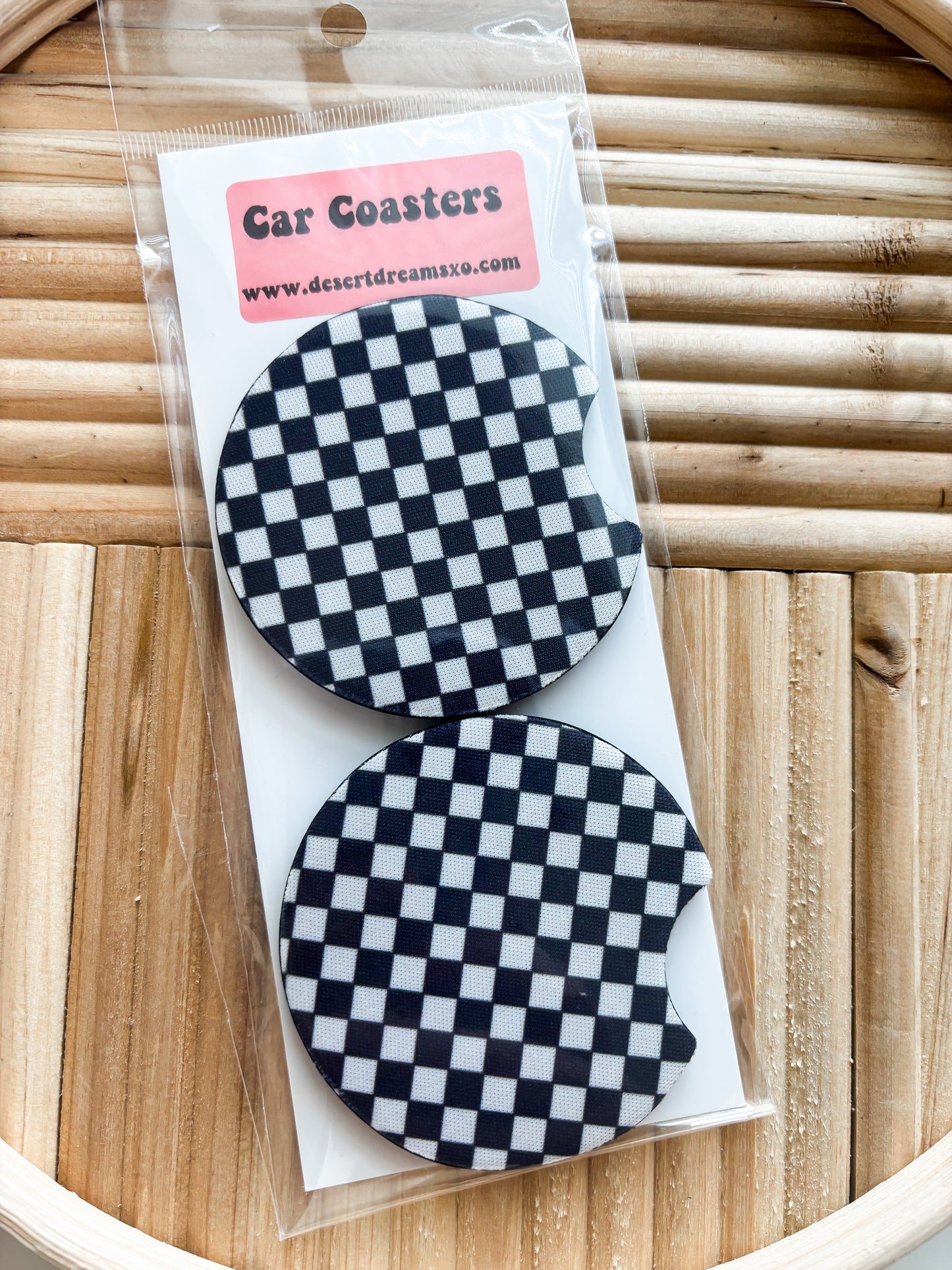 Checkered Car Coasters-3 color options